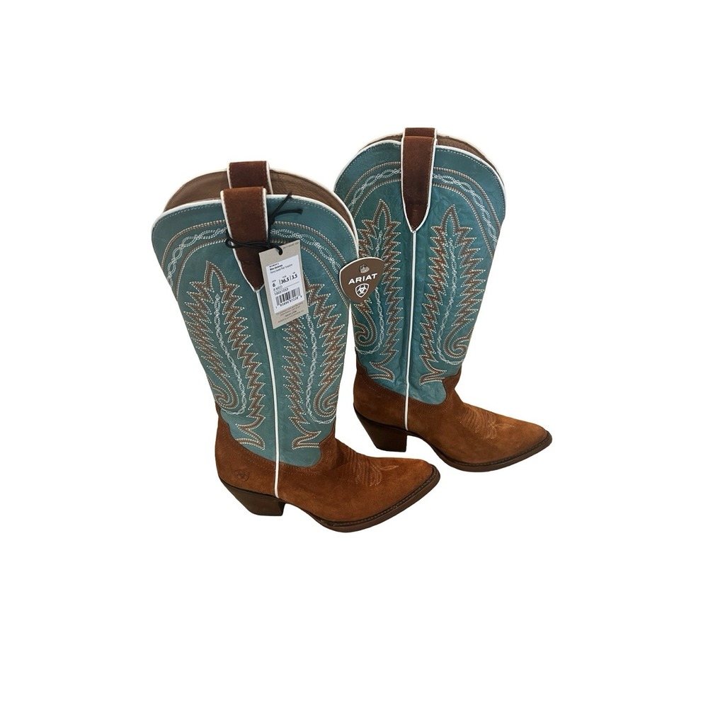 Ariat‎ Womens 6 Ambrose Penny Suede Pale Turquoise Cowboy Boots Style 10051053